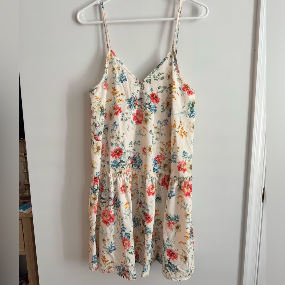 Cream Floral Spaghetti Strap Sundress